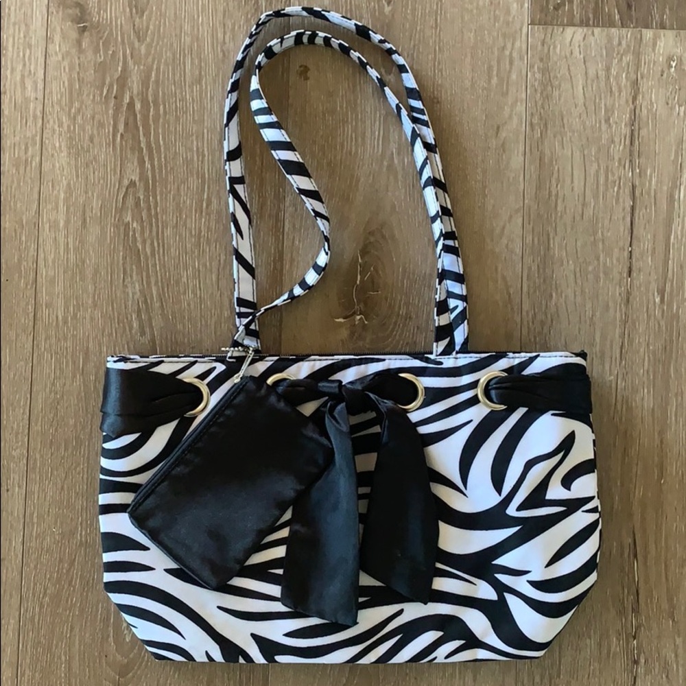 Zebra Print Bow Tie Purse with Coin Purse